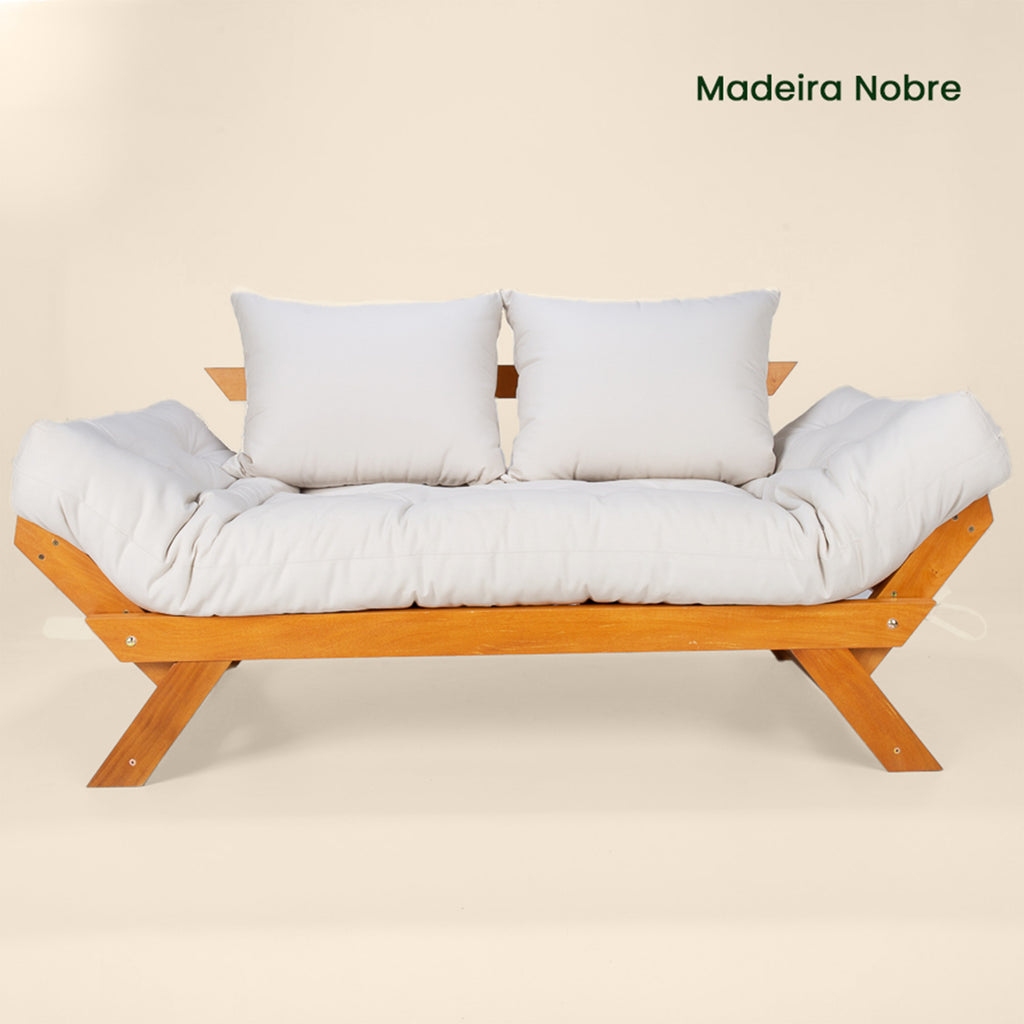 Sofá Japão Futon Acquablock Madeira Nobre Natural - Verde Militar