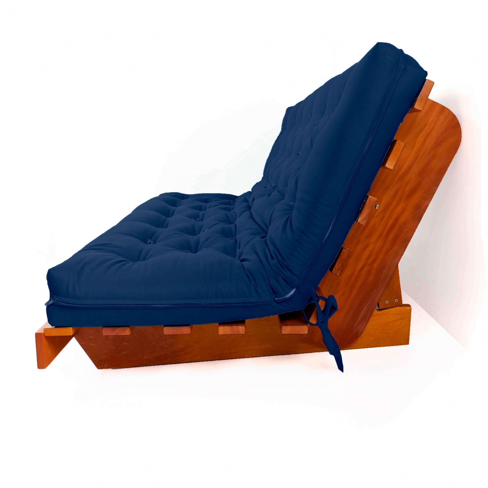 Sofá Cama Futon L Acquablock Azul Royal Madeira Nobre Maciça
