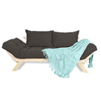 Sofá Cama Reclinável Futon Japão - Madeira Sem Pintura Tecido Acquablock Cor Chumbo