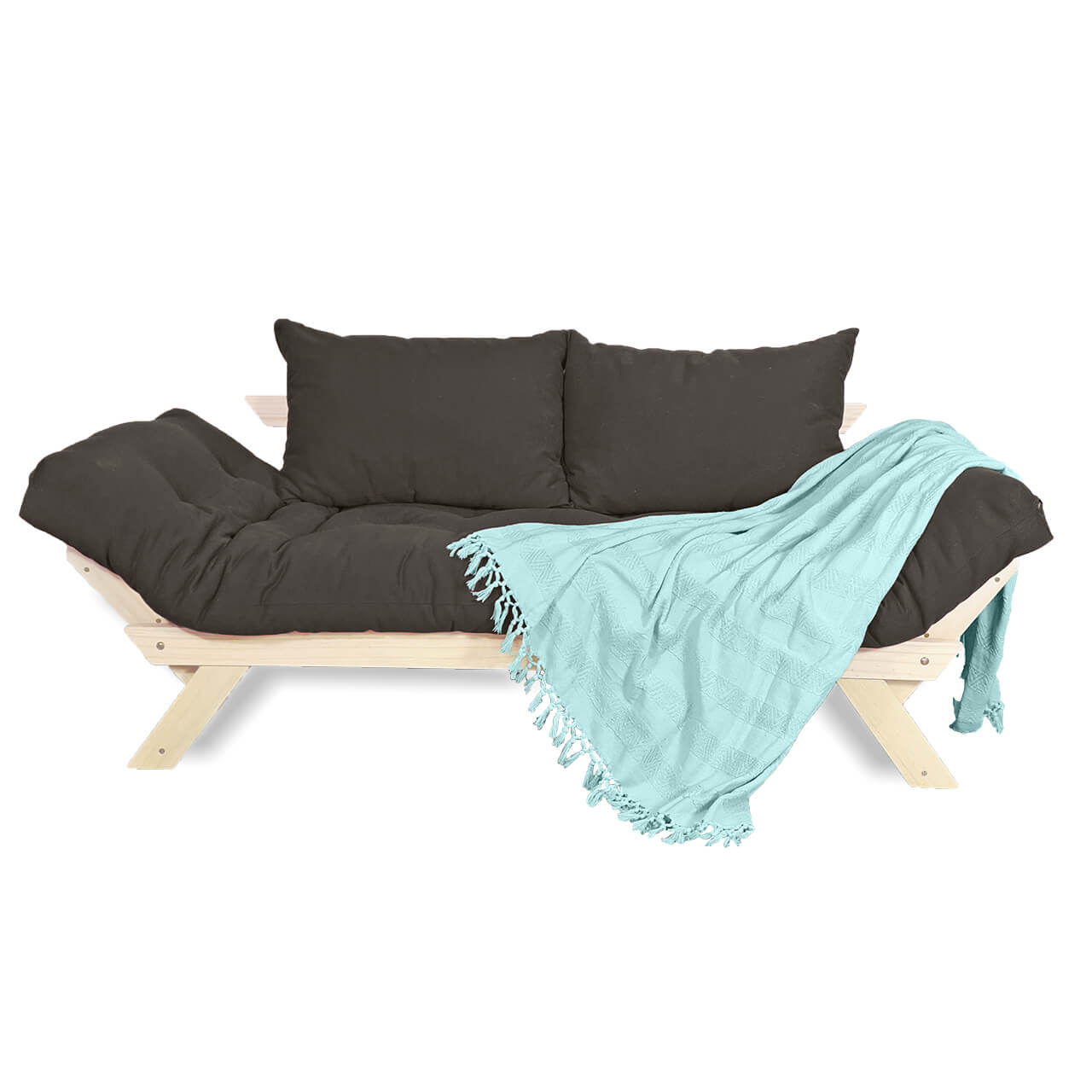 Sofá Japão Futon Acquablock Madeira Sem Pintura - Chumbo