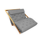 Poltrona New York Reclinável Casal Futon Sarja cinza Sala de Estar