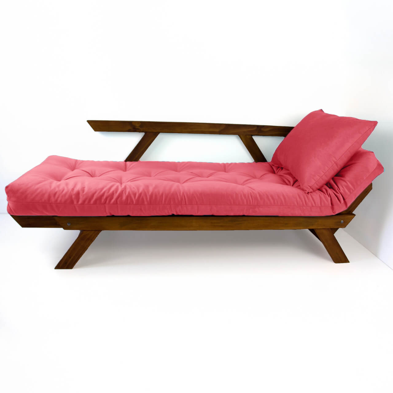 Sofá Japão Futon Sarja Madeira Cor Imbuia - Goiaba