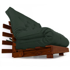 Sofá Cama Casal Futon Tokio D33 Madeira Maciça Cor Imbuia - Verde Militar