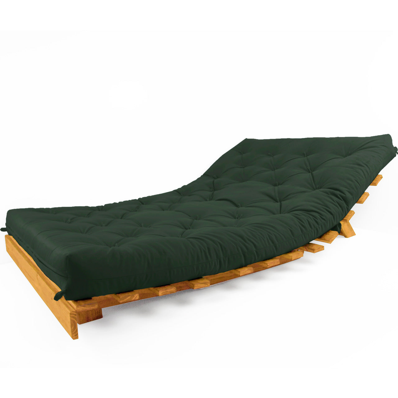 Sofá Cama Casal Futon Tokio D33 Madeira Maciça Cor Mel - Verde Militar