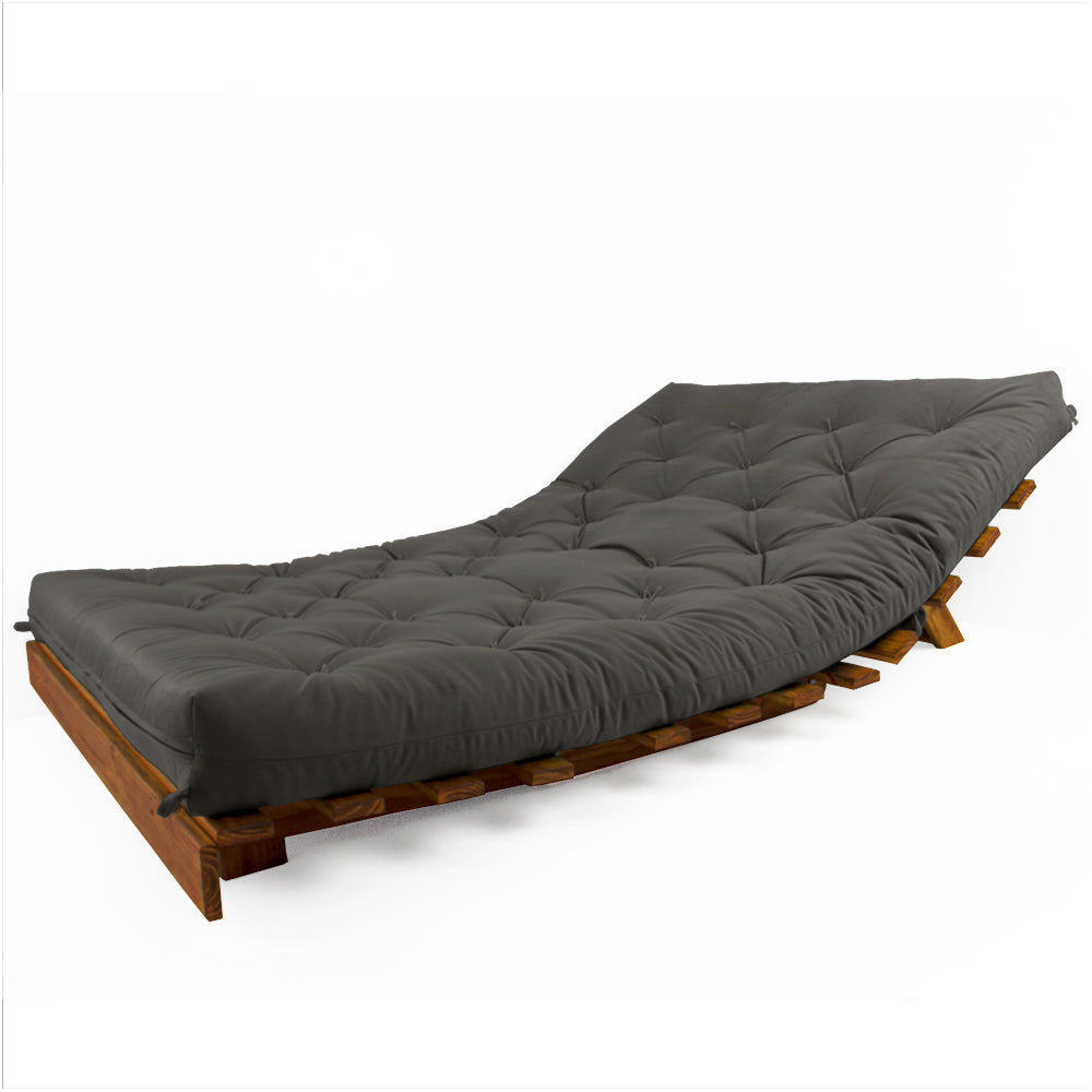 Sofá Cama Casal Futon Tokio D33 Madeira Maciça Cor Imbuia - Cinza