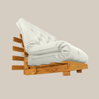 Sofá Cama Casal Futon Tokio Madeira Cor Mel Acquablock Branco Off