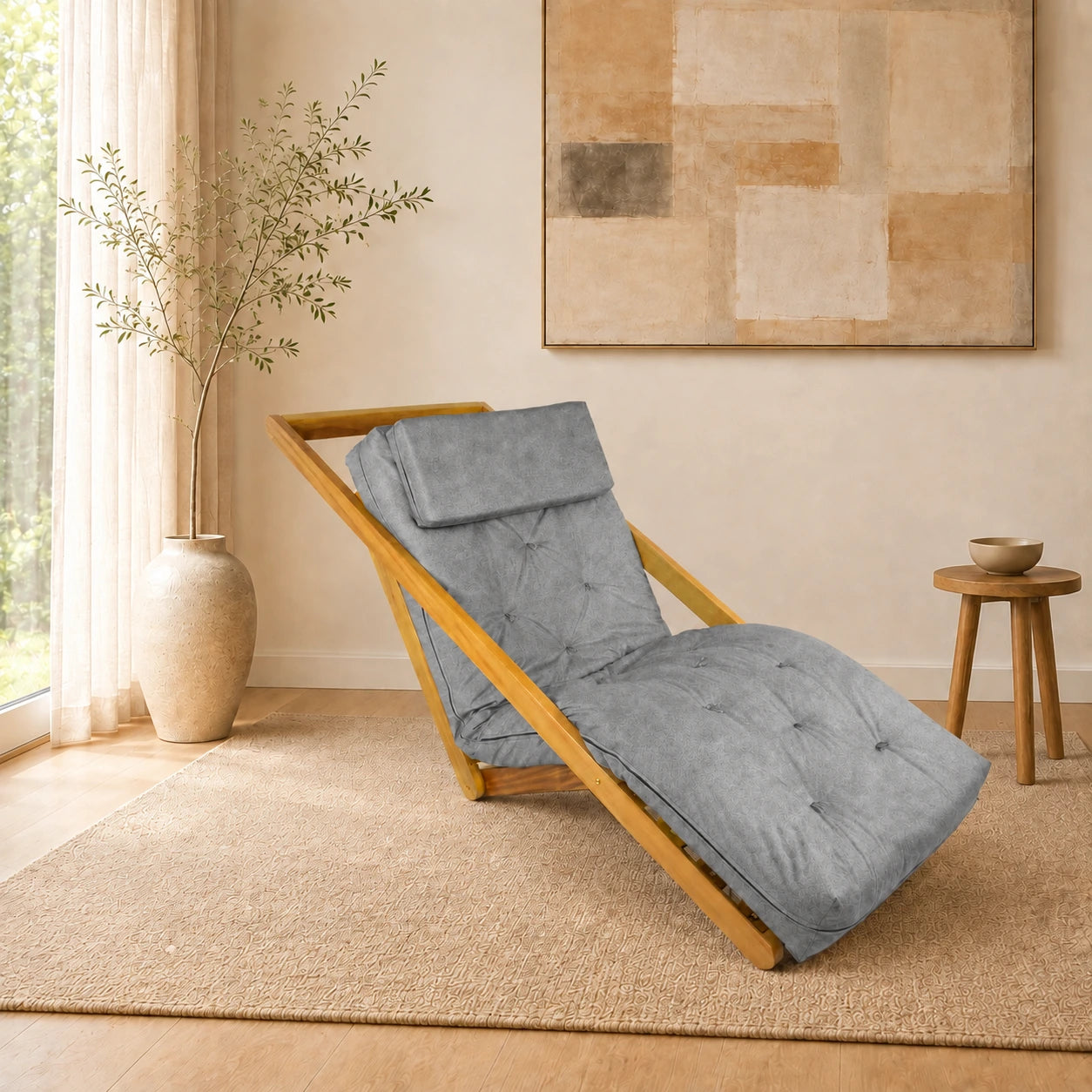Poltrona New York Reclin�vel Solteiro Sala de Estar Acquablock Cinza Linho - ambientada