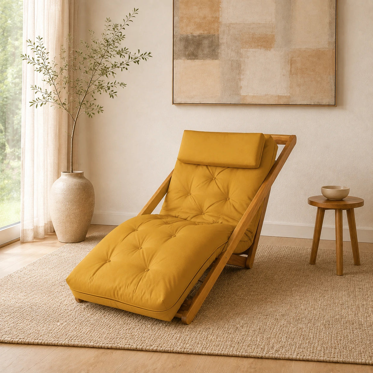 Poltrona New York Reclin�vel Solteiro Sala de Estar Acquablock Amarelo - ambientada
