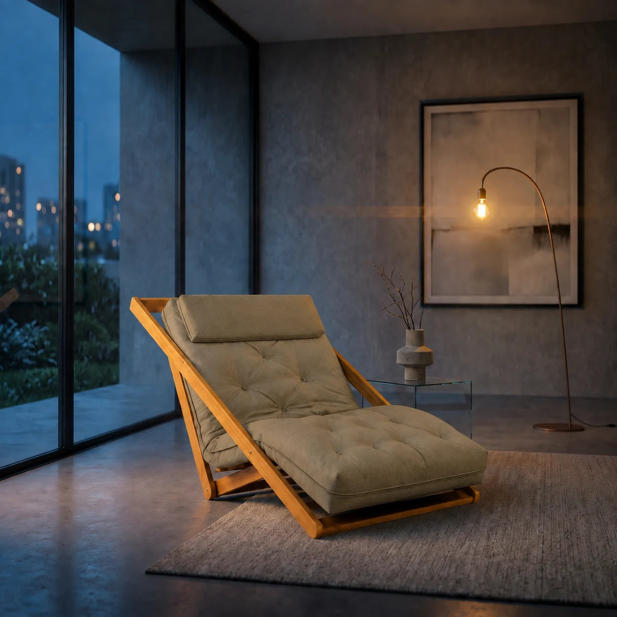 Poltrona New York Reclin�vel Solteiro Sala de Estar Acquablock Fendi - ambientada_noturna_r3