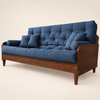 Sofá Cama Casal Futon Paris II Acquablock em Madeira Maciça Imbuia - Cor Azul Royal