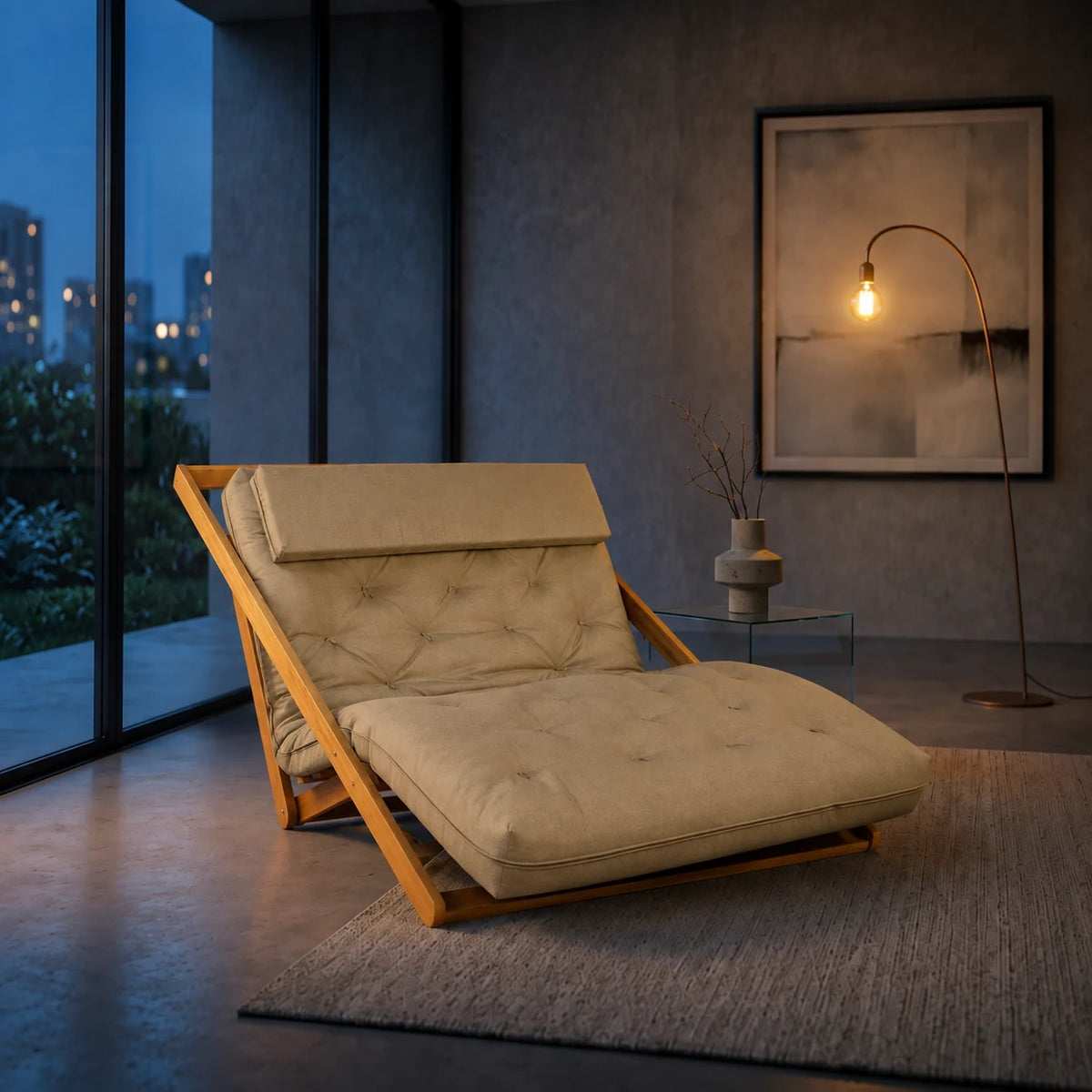 Poltrona New York Reclin�vel Casal Futon Acquablock Fendi - ambientada_noturna_r3