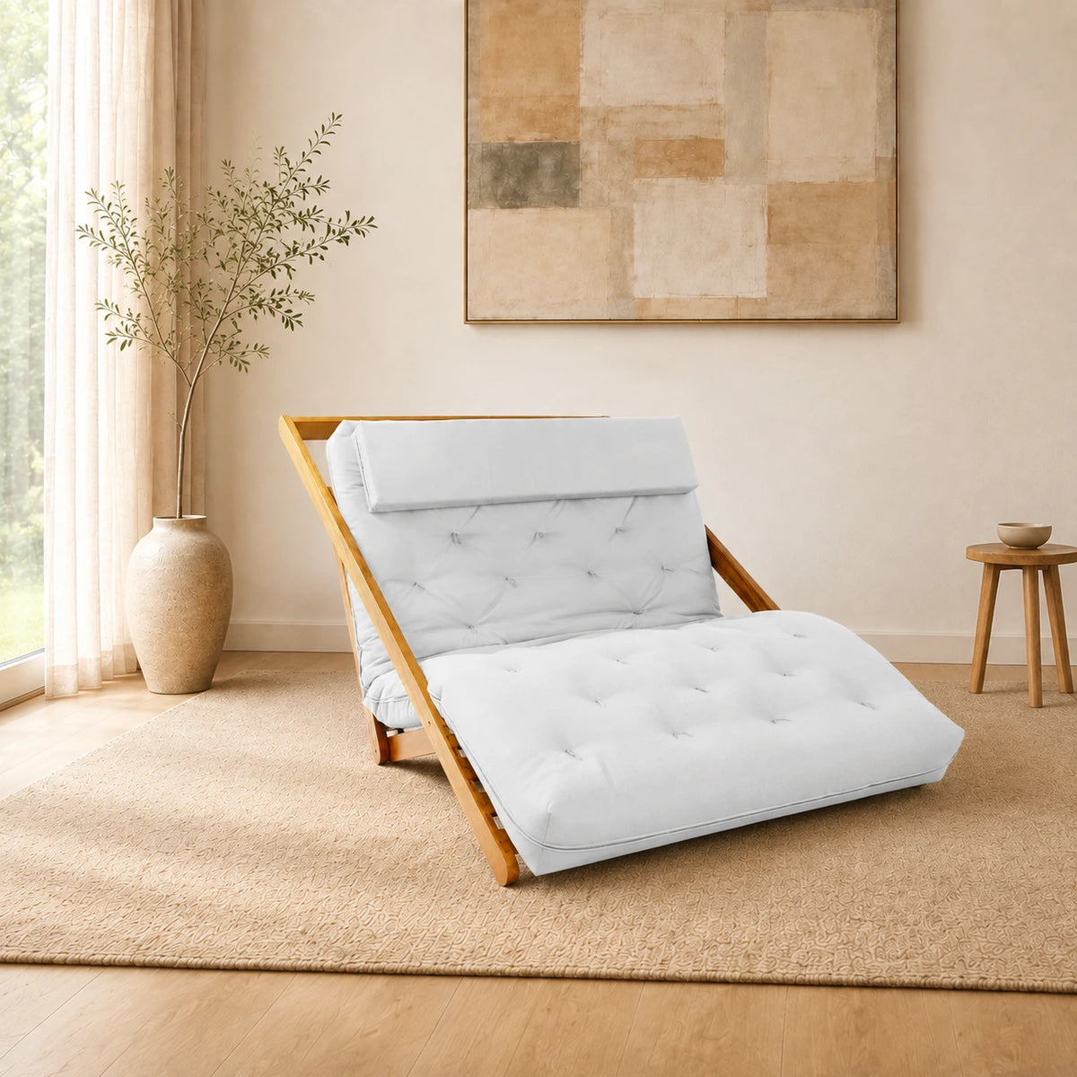 Poltrona New York Reclin�vel Casal Futon Acquablock Branco Off - ambientada