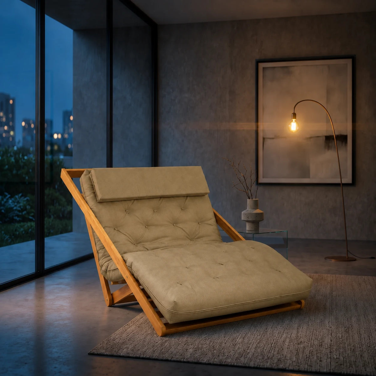 Poltrona New York Reclin�vel Casal Futon Acquablock Fendi  Sala de Estar - ambientada_noturna_r3