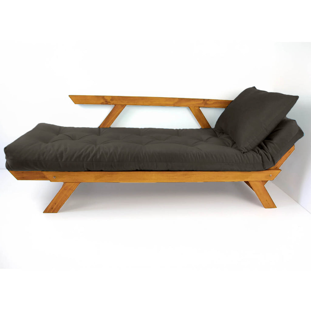 Sofá Japão Futon Acquablock Madeira Cor Mel - Chumbo
