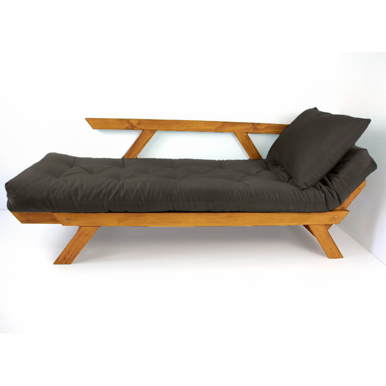 Sofá Japão Futon Acquablock Madeira Cor Mel - Chumbo
