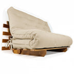 Sofá Cama Casal Futon Oriental Madeira Nobre Mel Bege