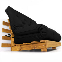 Sofá Cama Casal Futon Tokio Madeira Cor Mel Acquablock Preto