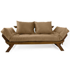 Sofá Cama Reclinável Futon Japão - Madeira Imbuia Tecido Acquablock Cor Fendi