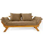 Sofá Cama Reclinável Futon Japão - Madeira Mel Tecido Acquablock Cor Fendi