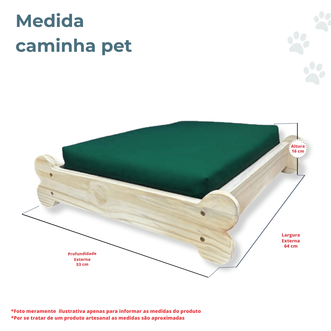 Cama Caminha Pet Impermeável Madeira Maciça - Verde Oliva