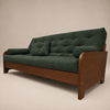 Sofá Cama Casal Futon Paris New II Sarja em Madeira Maciça Imbuia- Cor Verde Militar