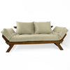 Sofá Japão Futon Sarja Madeira Cor Imbuia - Bege Claro