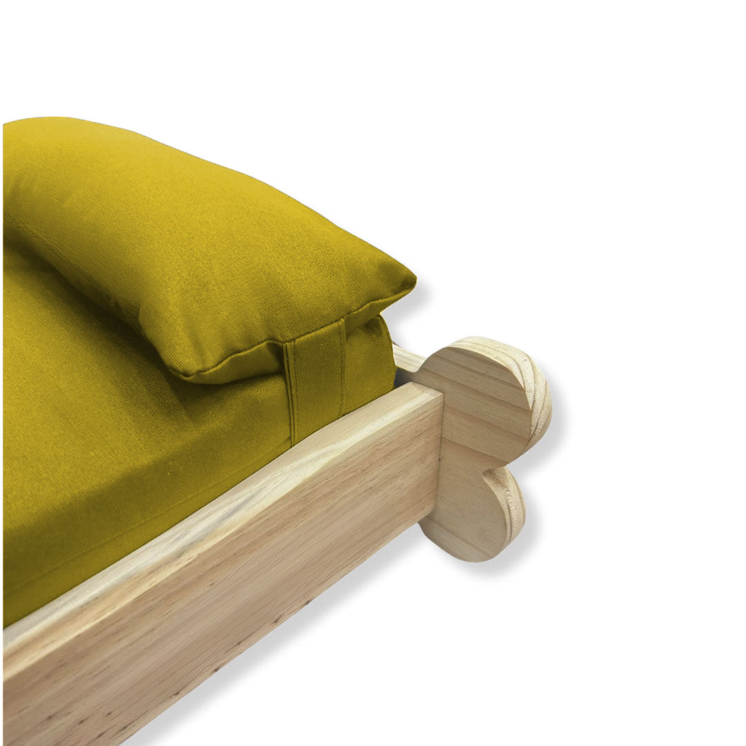 Cama Caminha Pet Impermeável Madeira Maciça - Amarelo