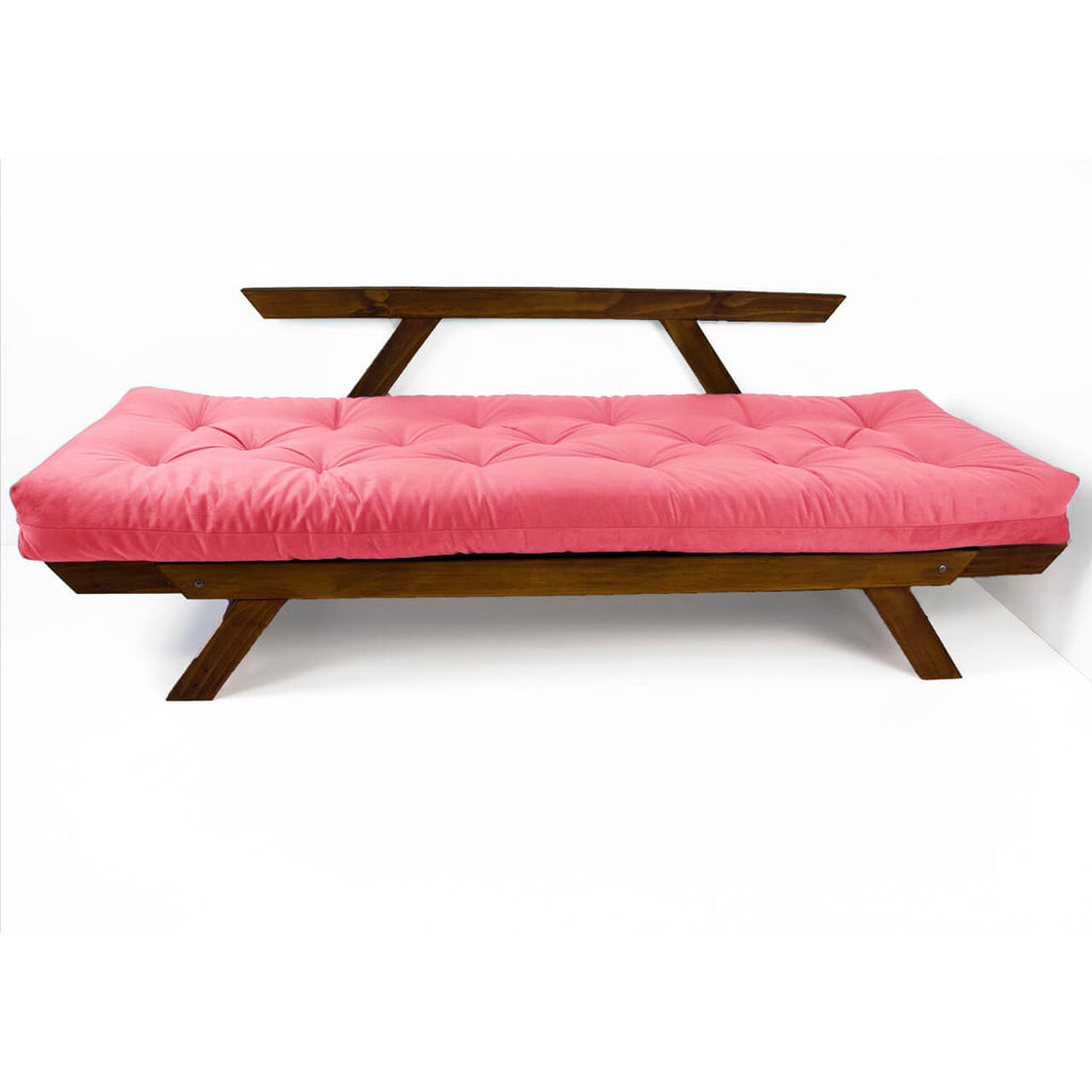 Sofá Japão Futon Sarja Madeira Cor Imbuia - Goiaba