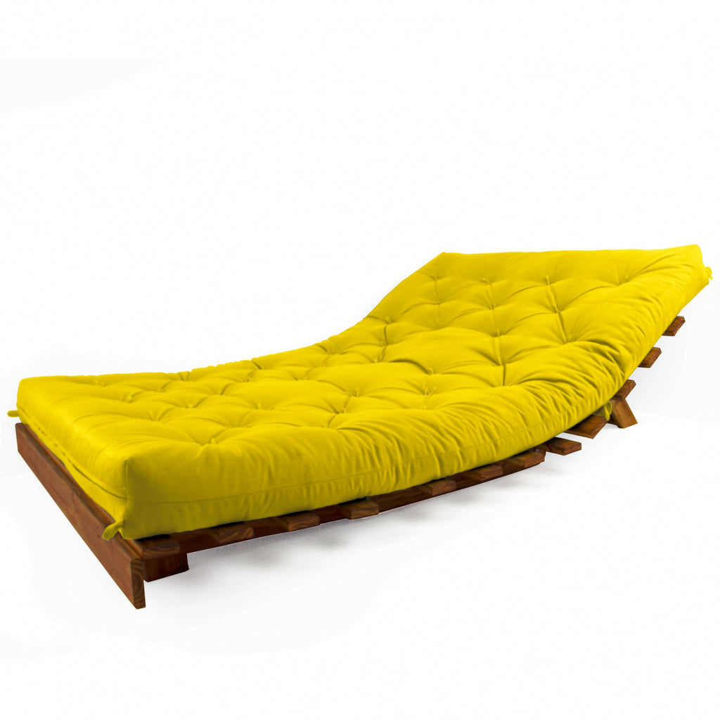 Sofá Cama Casal Futon Tokio Madeira Cor Imbuia Acquablock Amarelo