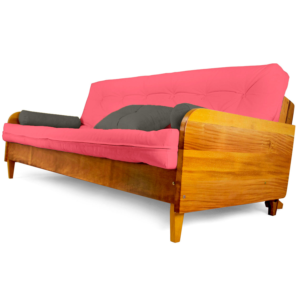Sofá Cama Paris Sarja Madeira Nobre Natural - Goiaba