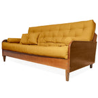Sofá Cama Casal Futon Paris II Madeira Maciça Mel- Tecido Acquablock Cor Amarelo