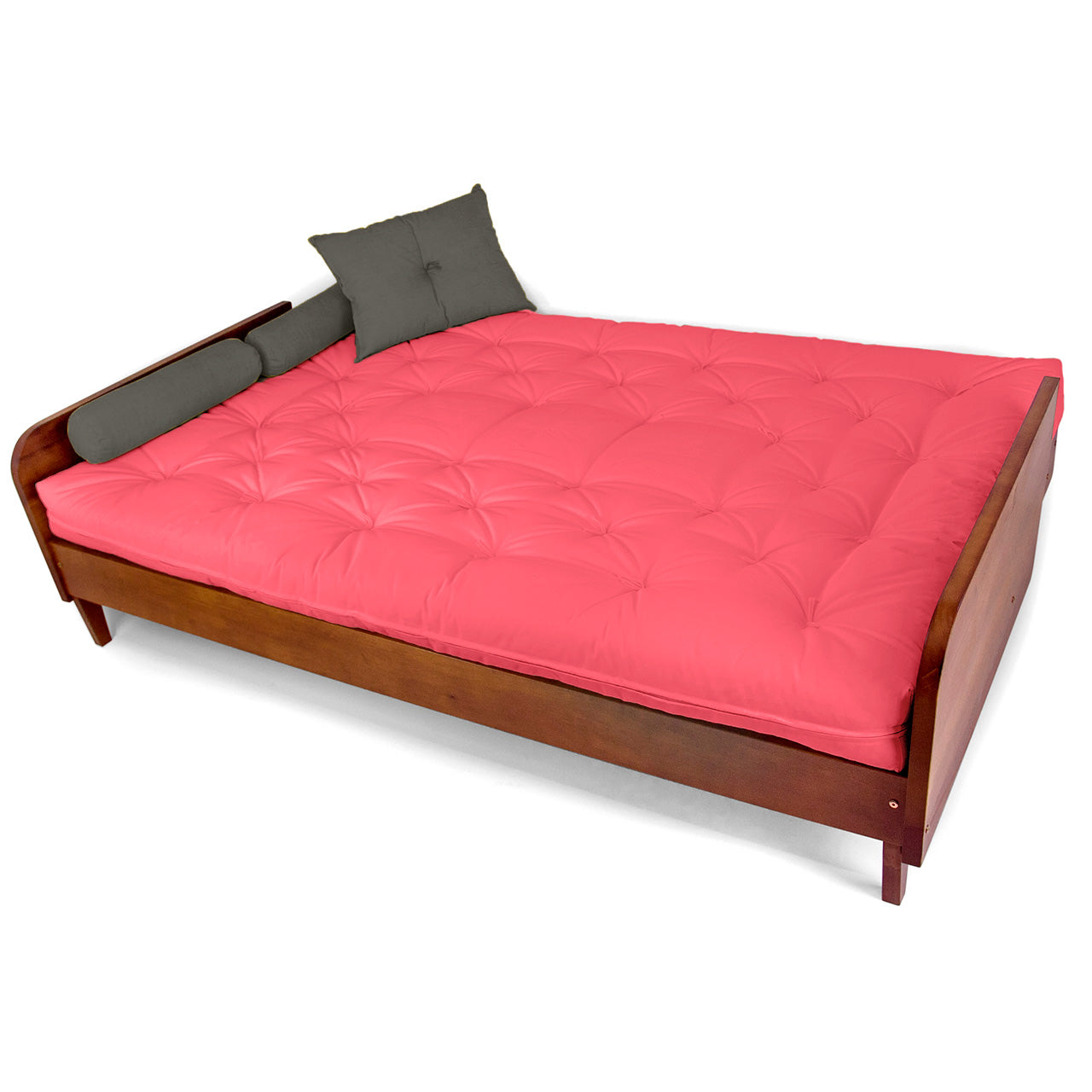 Sofá Cama Paris Sarja Madeira Nobre Imbuia - Goiaba