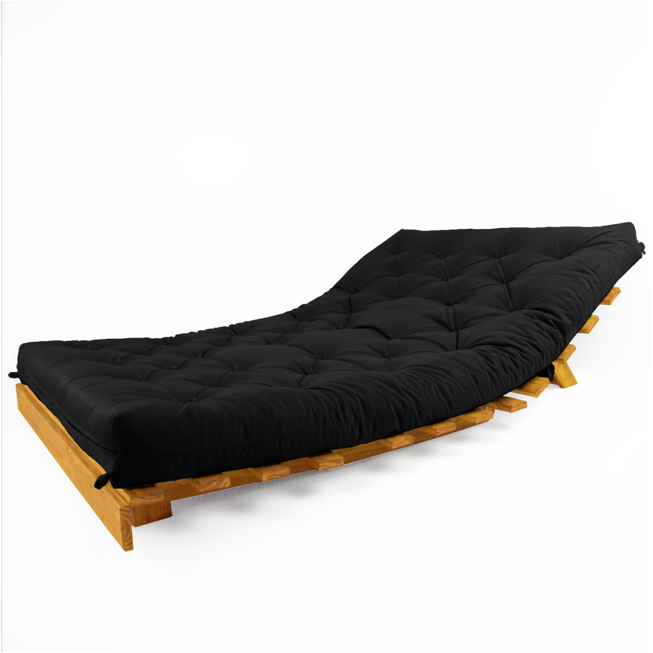 Sofá Cama Casal Futon Tokio Madeira Cor Mel Acquablock Preto