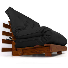 Sofá Cama Casal Futon Tokio Madeira Cor Imbuia Sarja Preto