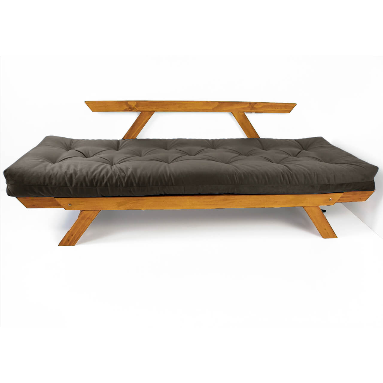 Sofá Japão Futon Acquablock Madeira Cor Mel - Chumbo