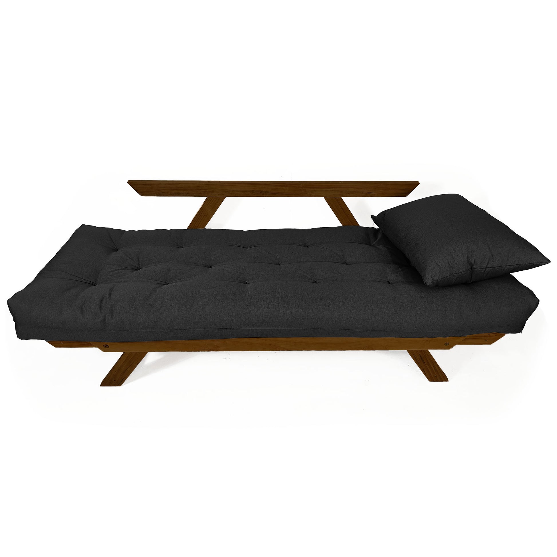 Sofá Japão Futon Acquablock Madeira Cor Imbuia D33 - Preto