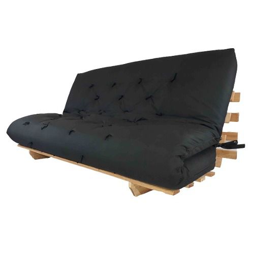Sofa Cama Futon Oriental King Madeira Nobre Sarja Preto