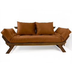 Sofá Japão Futon Sarja Madeira Cor Imbuia - Caramelo