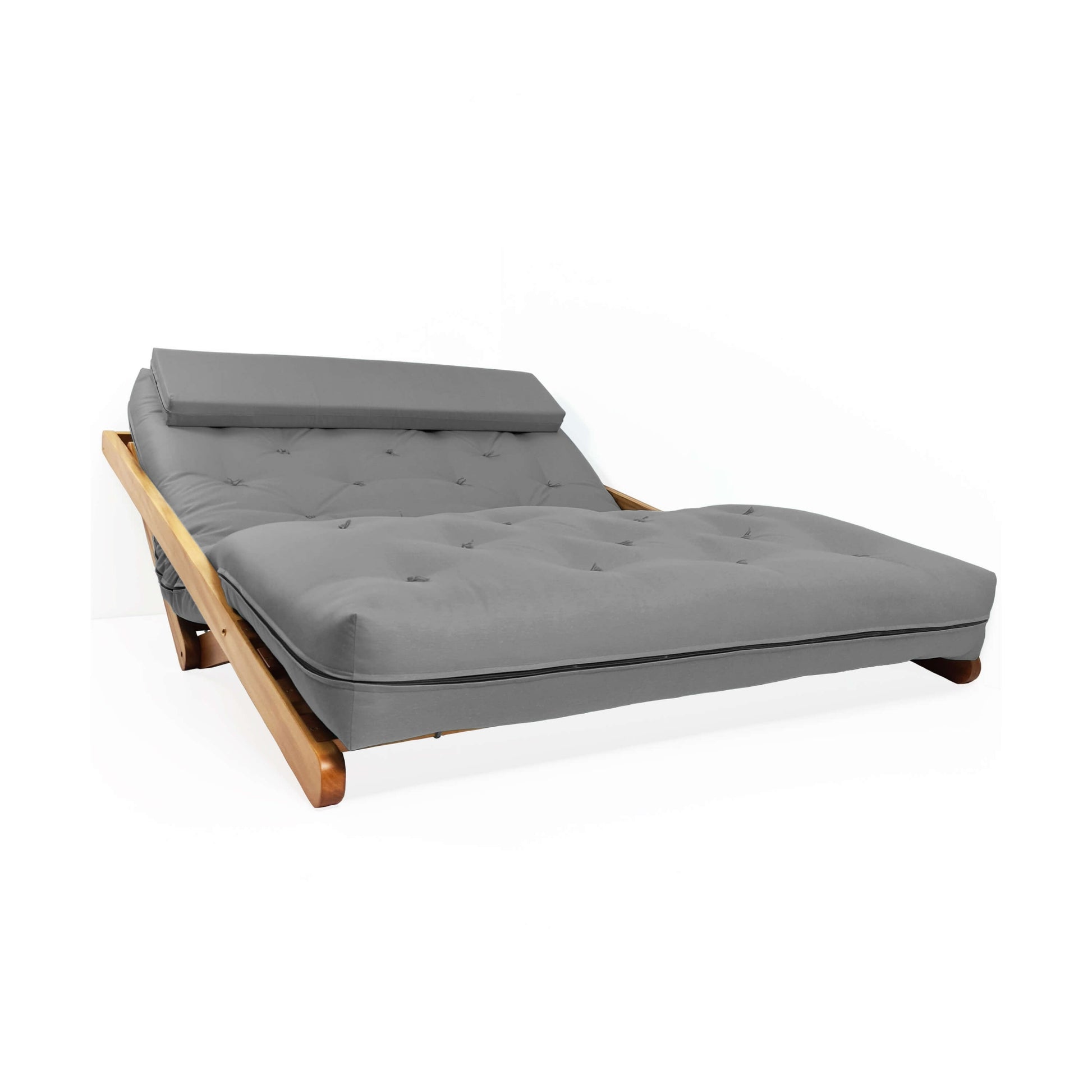 Poltrona New York Reclinável Casal Futon Sarja cinza Sala de Estar