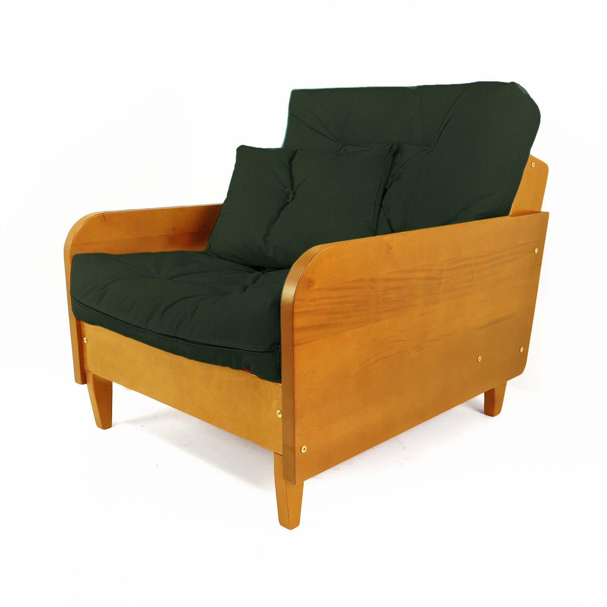 Poltrona Paris Madeira Nobre Natural - Sarja 100% Algodão - Verde Militar