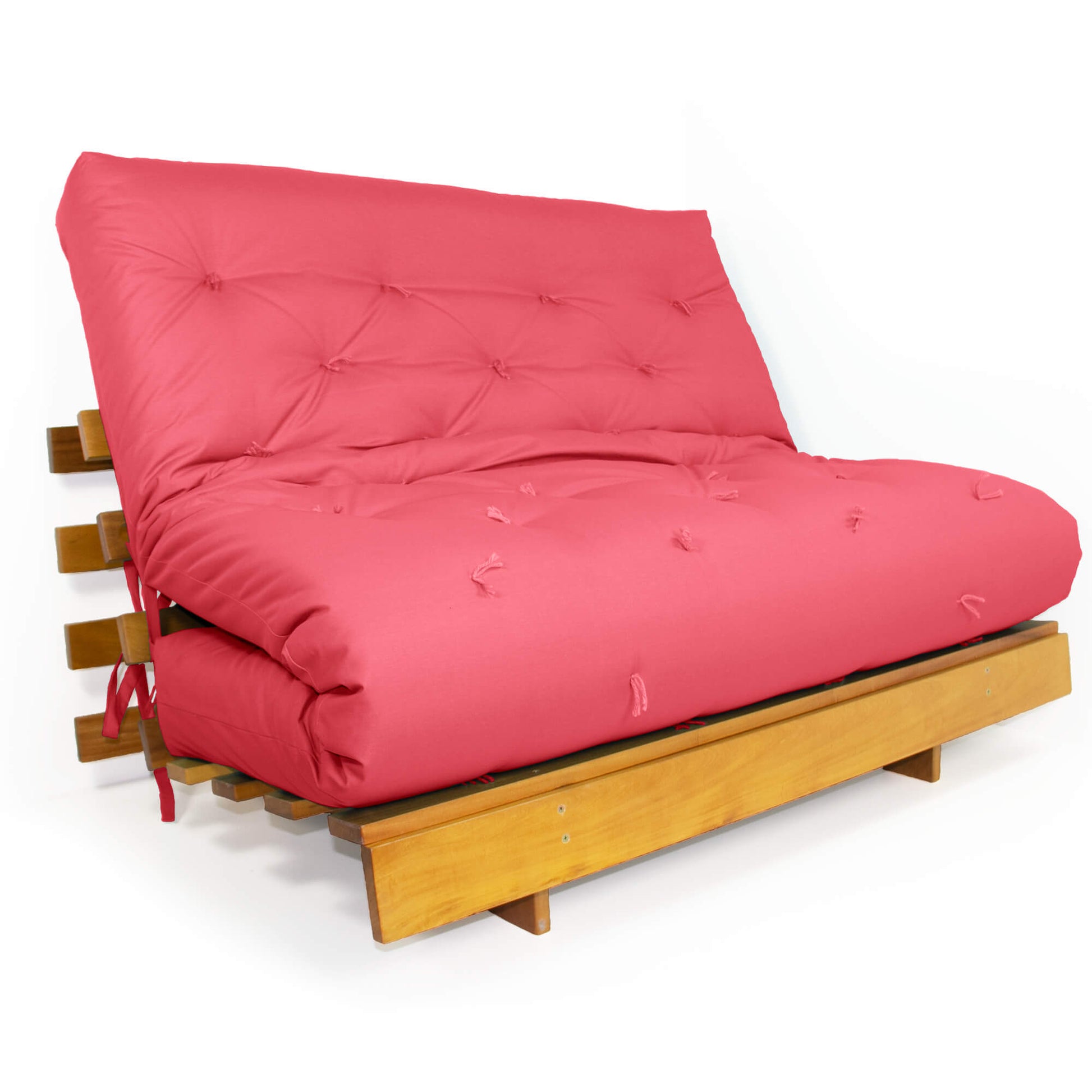 Sofá Cama Casal Futon Tokio Madeira Nobre Sarja Goiaba