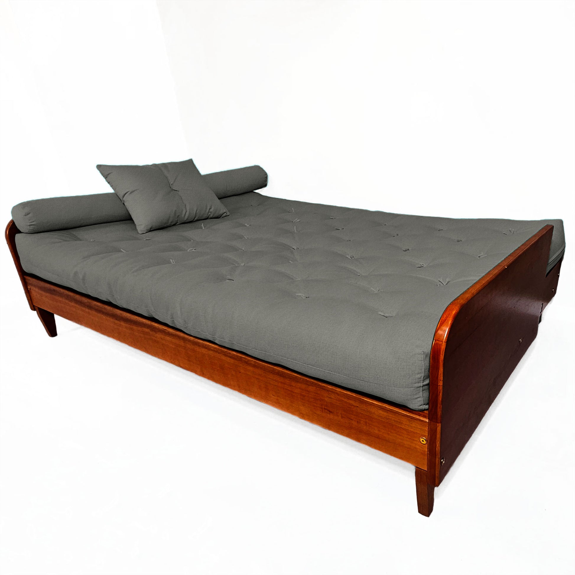 Sofá Cama Paris Sarja Madeira Nobre Imbuia - Cinza