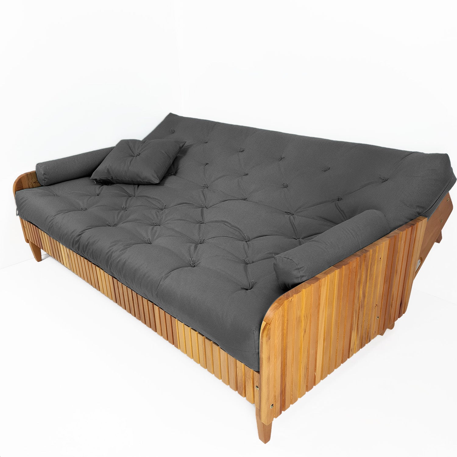 Sofá Cama Paris Ripado Acquablock Madeira Nobre - Chumbo