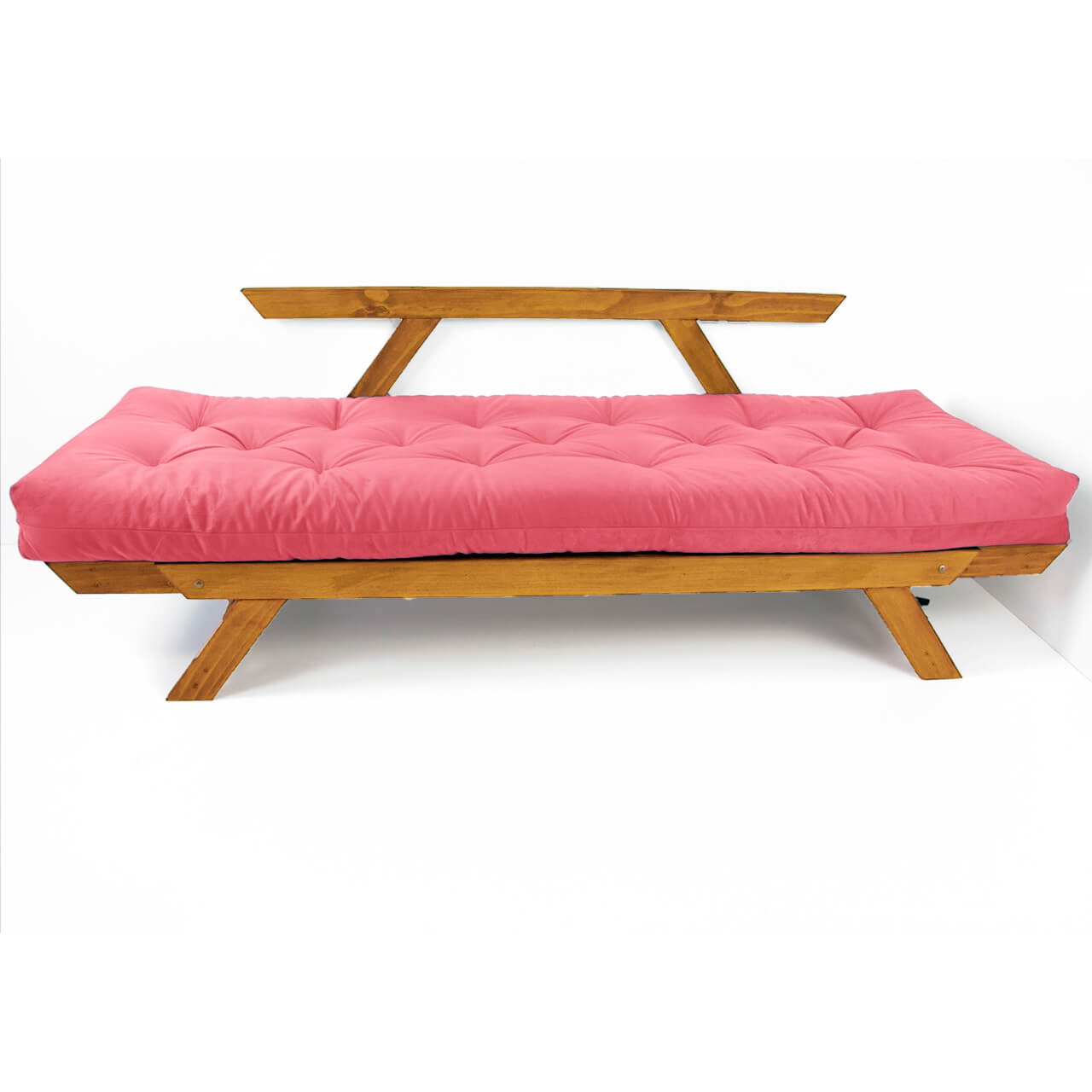 Sofá Japão Futon Sarja Madeira Cor Mel - Goiaba