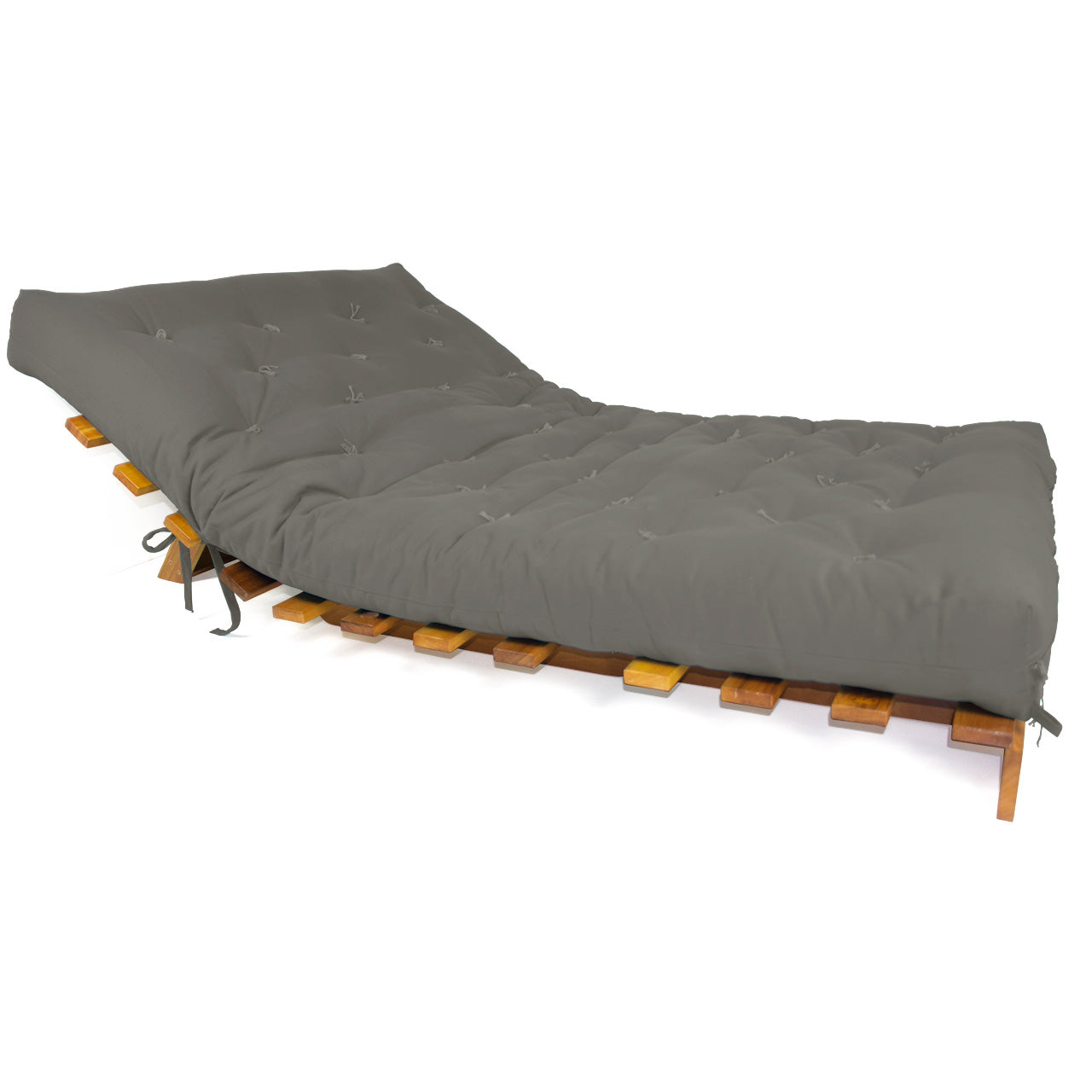 Sofá Cama Casal Futon Tokio Madeira Nobre Sarja Cinza Madeira