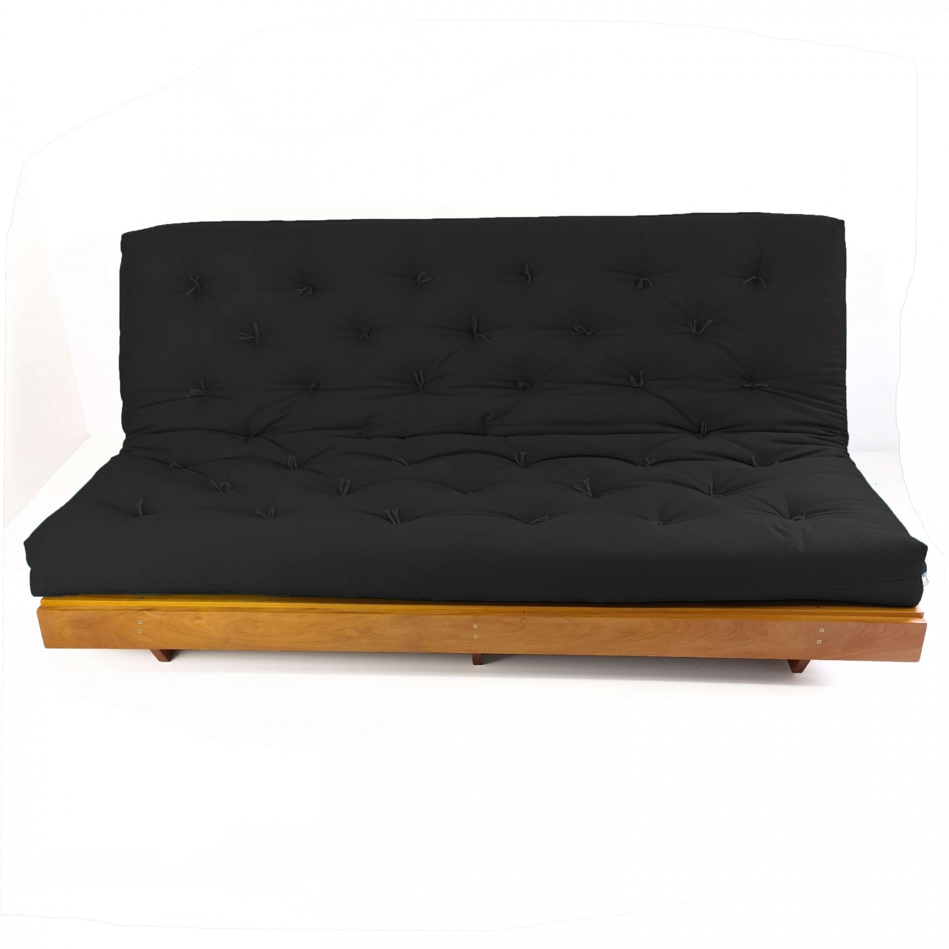 Sofá Cama Futon L Sarja Preto em Madeira Nobre Maciça