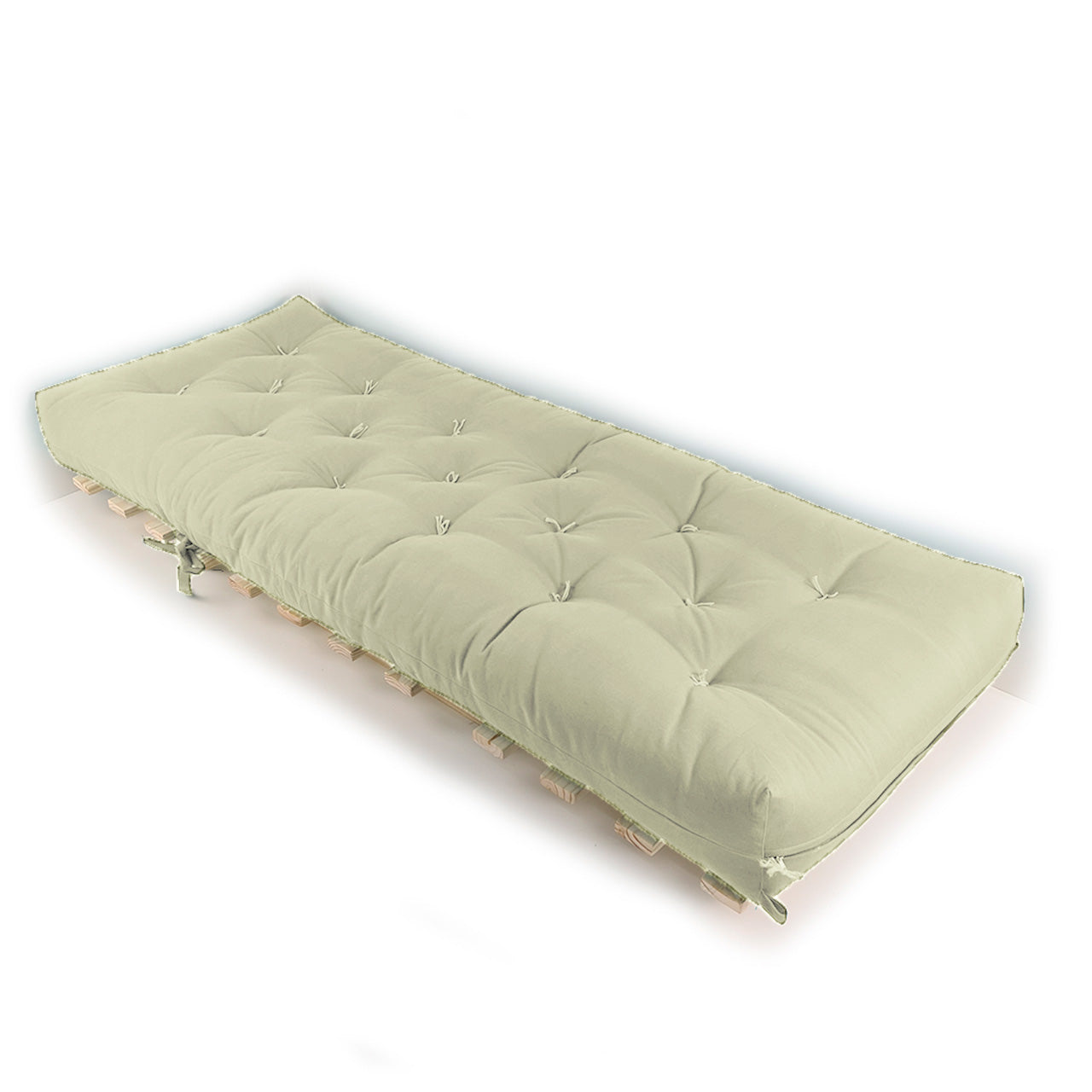 Sofa Cama Solteiro Futon Dobrável Sarja Bege