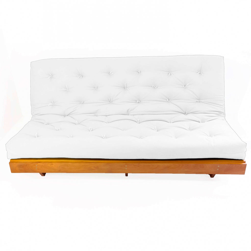 Sofá Cama Futon L Acquablock Branco Off em Madeira Nobre  Maciça
