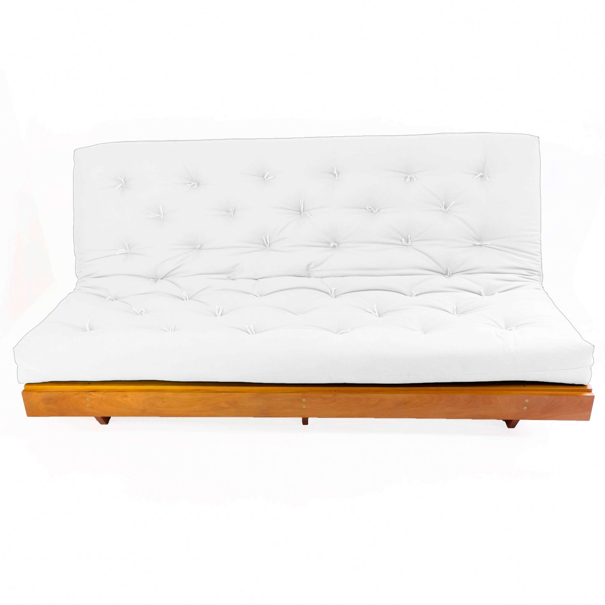 Sofá Cama Futon L Acquablock Branco Off em Madeira Nobre  Maciça