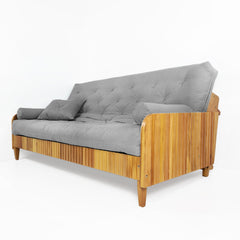 Sofá Cama Paris Ripado Acquablock Madeira Nobre - Cinza Linho